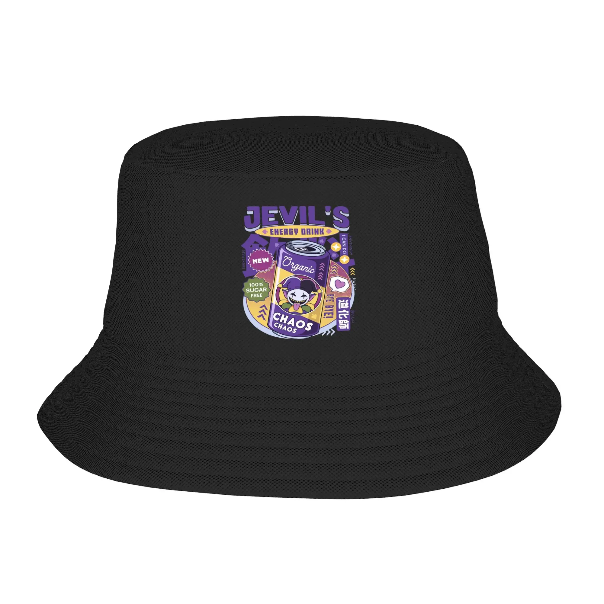 Trendy Jevil Energy Drink Deltarune Bucket Hat Unisex Lightweight  Fishing Cap Spring Headwear Bob