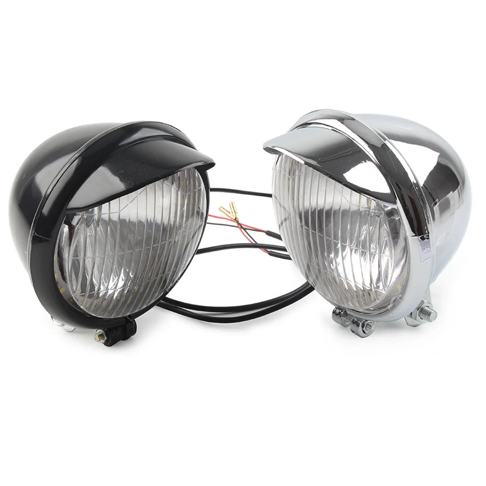 Black/Chrome Motorcycle Headlight Passing Fog Light 12V For Harley Honda Yamaha Kawasaki For Suzuki Bikes Touring Chopper