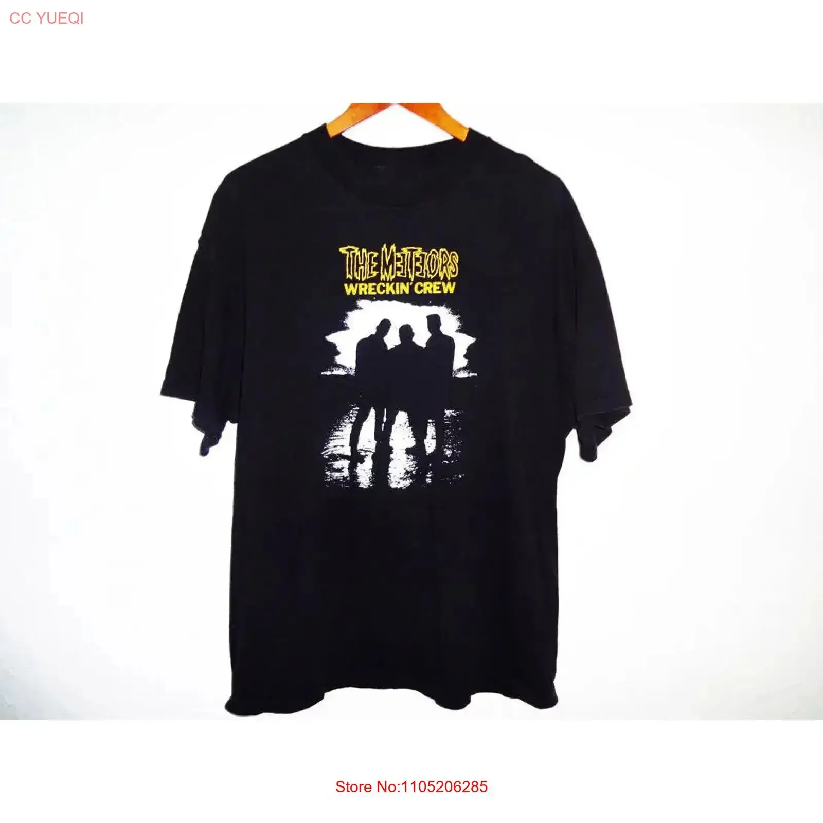 Vintage 90s The Meteors Wrecking Crew Psychobilly Band Black All Size T Shirt vintage Washed Casual homme Stylish Breathable