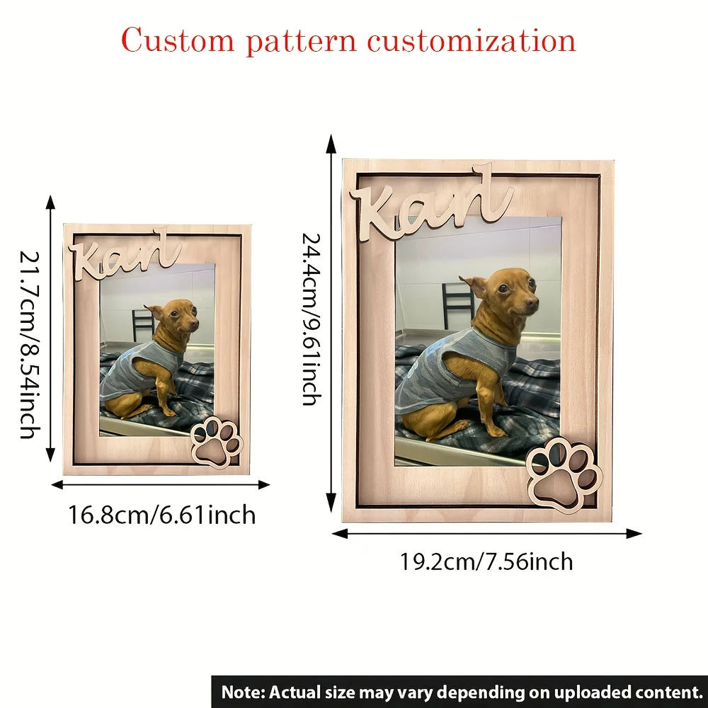 [Customization] Personalized pet image photo name frame, with paw print logo - engraved dog commemorative gift