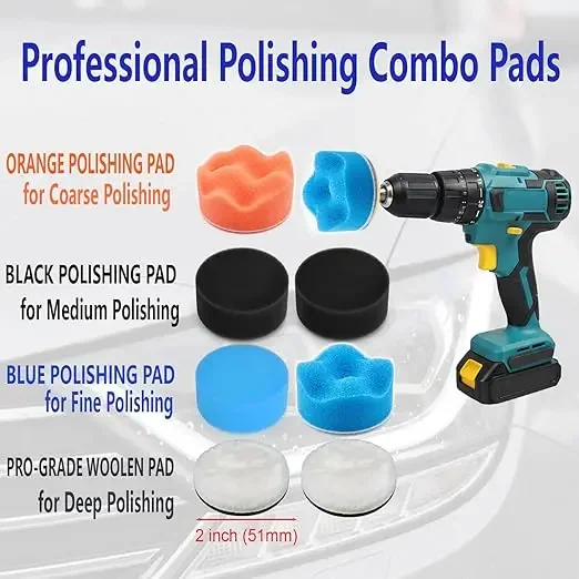 2 Inch Sanding Disc Polishing Kit 137 Pcs Hook and Loop Sandpaper Pads Sponge Wool Polishing Pad Backing Plate for Car Polishing