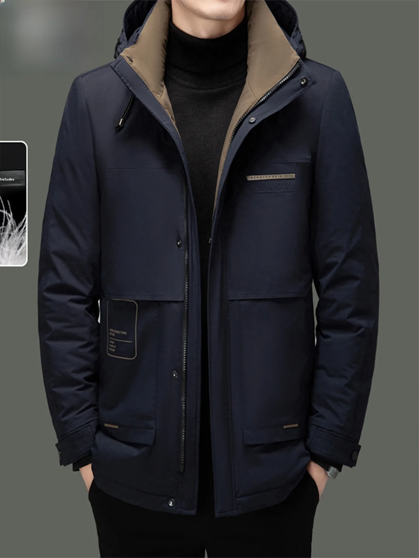 

TUCANO Dad Jaet down Coat Winter New Sle Hooded Windproof Warm Busin Casual Versatile Du down Jaet Men's Coat