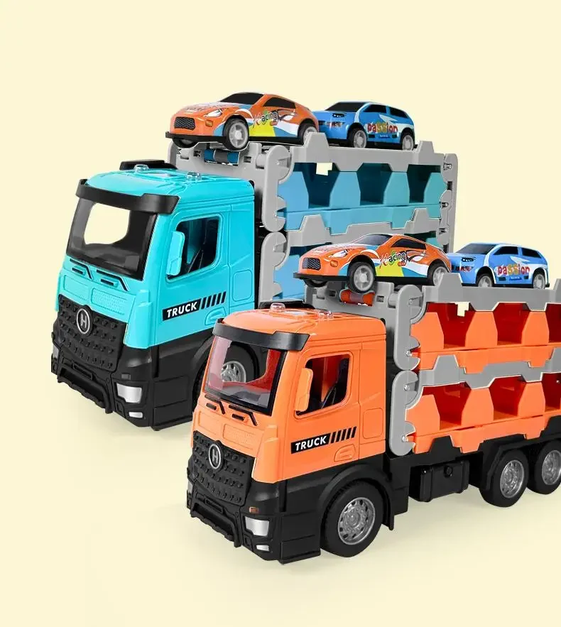 Vervorming Uitwerpen Truck Opvouwbare Track Transporter Racing Voertuig Model Trek Auto Opslag Kind Competitief Speelgoed Verjaardagscadeau