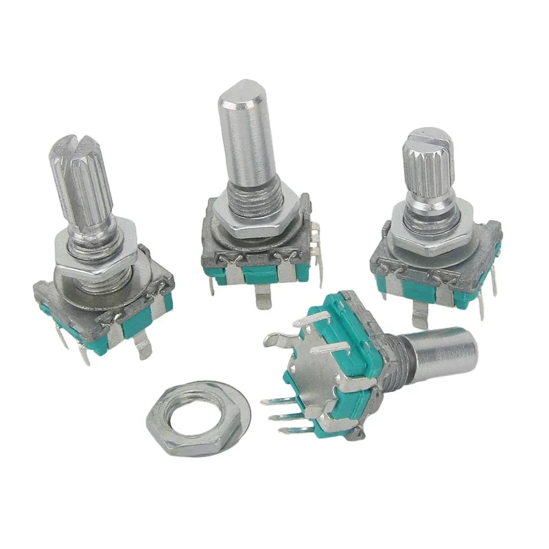 Codificador rotativo com construído em botão interruptor, punho longo, 360 graus, posição 20, 5Pin, 15mm, 20mm, W, 5pcs por lote