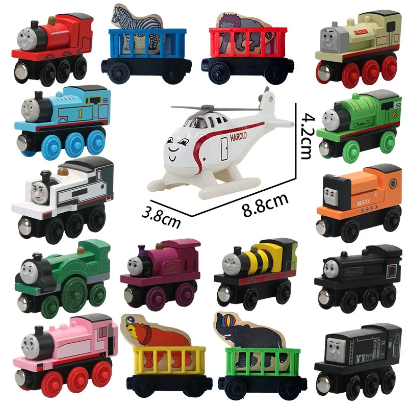 Nuevo papel Thomas y sus amigos, trenes de madera, juguete de bolsillo, modelo de tren, juguetes de aleación Harold, pista de ferrocarril, juguete educativo, regalos para niños
