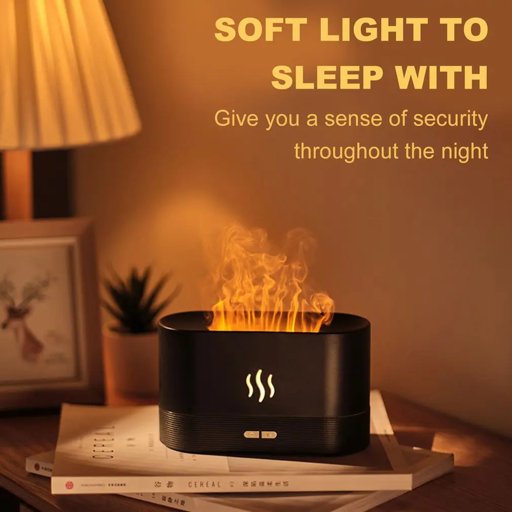 3D Simulation Flame LED Color Aroma Diffuser Flames Lamp Home Humidifier USB Room Essential Oil Diffusers Fragrance Diffuser