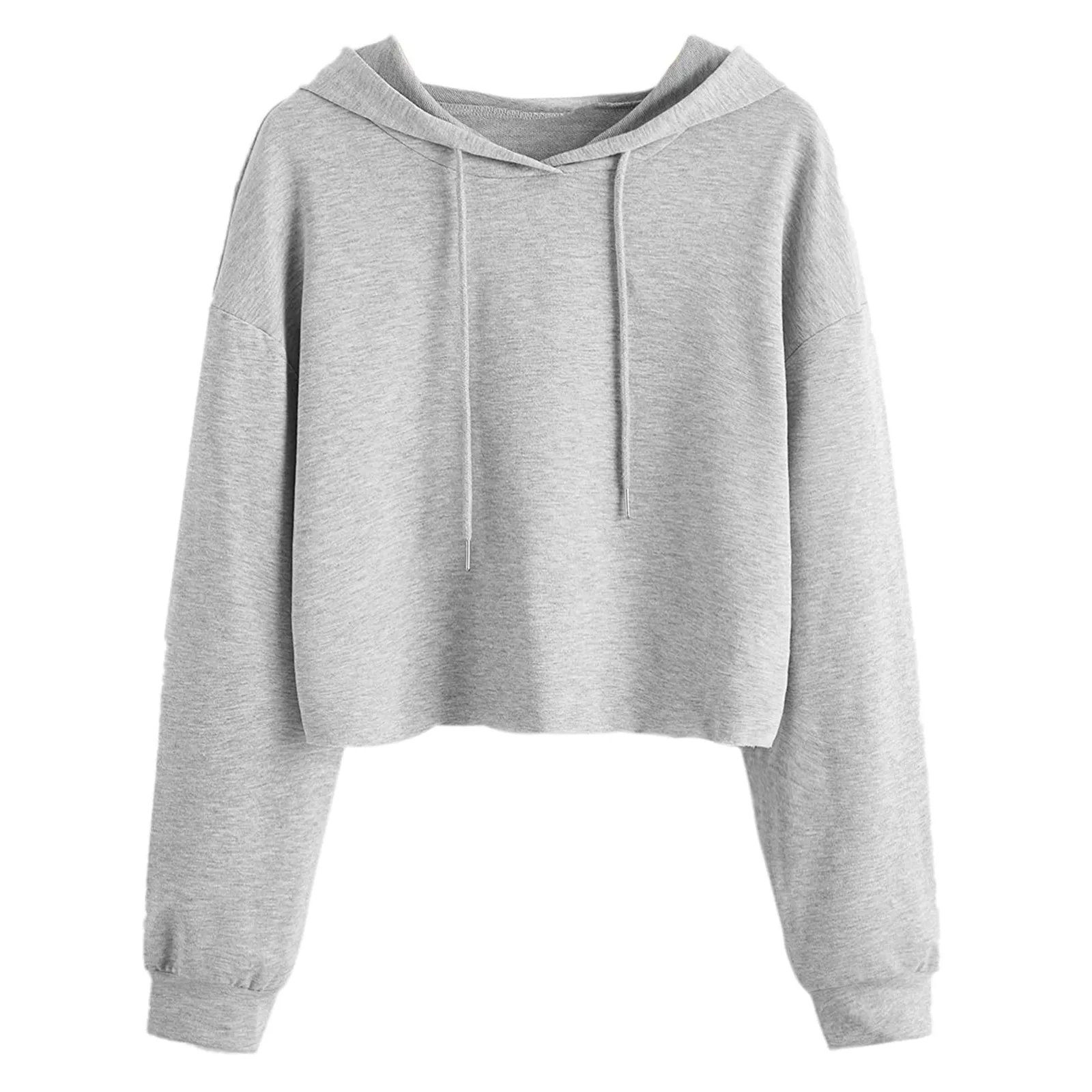 

Women Hoodie Long Sleeve Hooded Drawstring Cropped Sweatshirt Top Pullover Blouse Sports Wear Streetwear Warm Fleece Tops Autumn