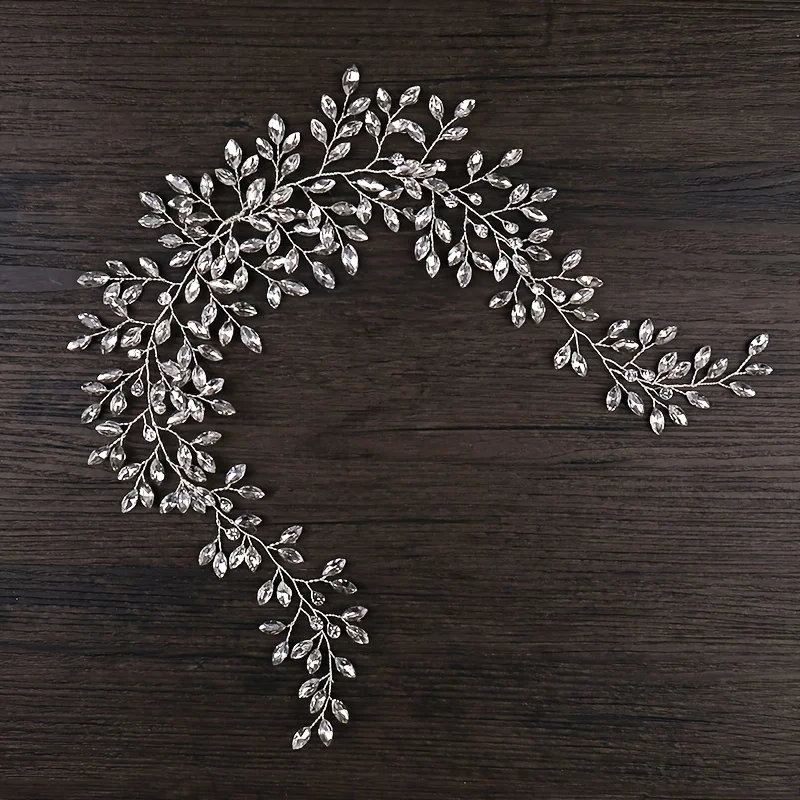 หรูหราสีเงินคริสตัล Tiara สําหรับเจ้าสาว Rhinestone เจ้าสาวงานแต่งงานอุปกรณ์เสริมผมเครื่องประดับแถบคาดศีรษะ Hairband