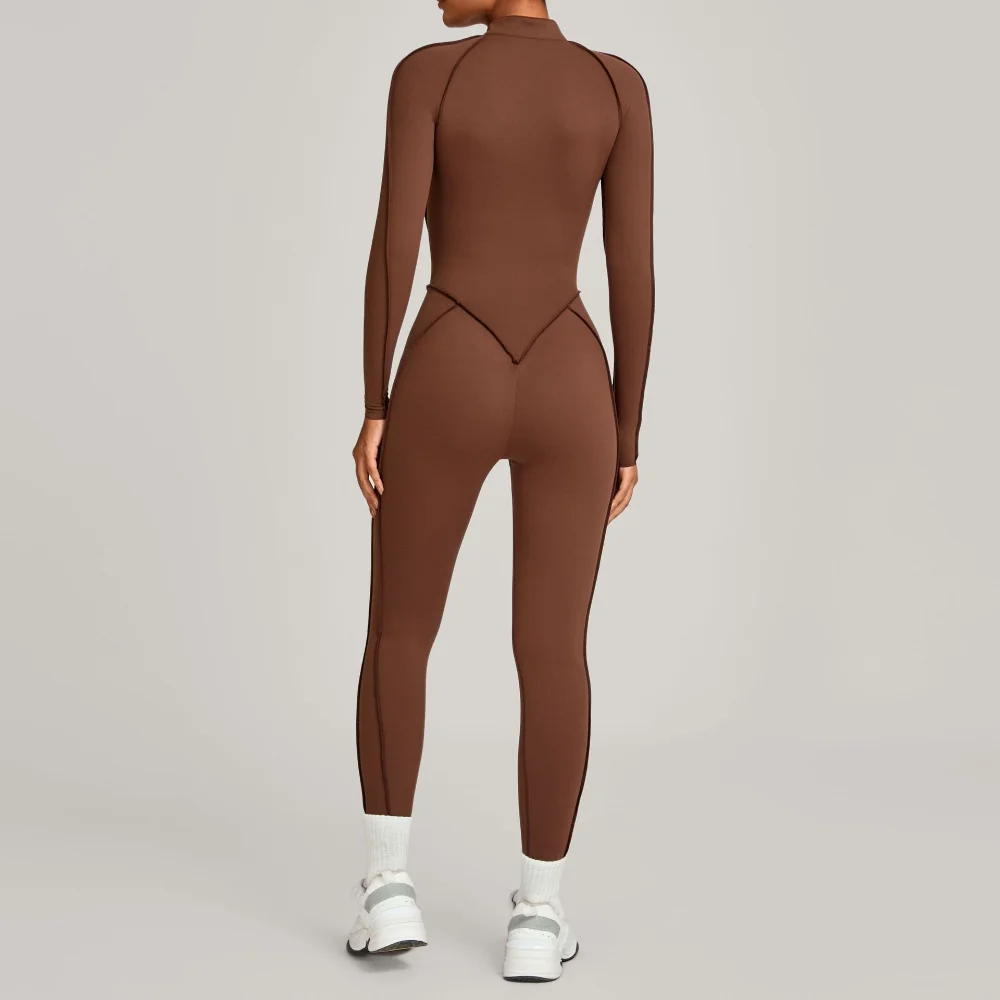 Yoga Sports Suit Set Jumpsuit High Elasticity Half Zipper Slim Fit Leggings Women's Yoga Set Fitness Pilates Cycling Bodysuits