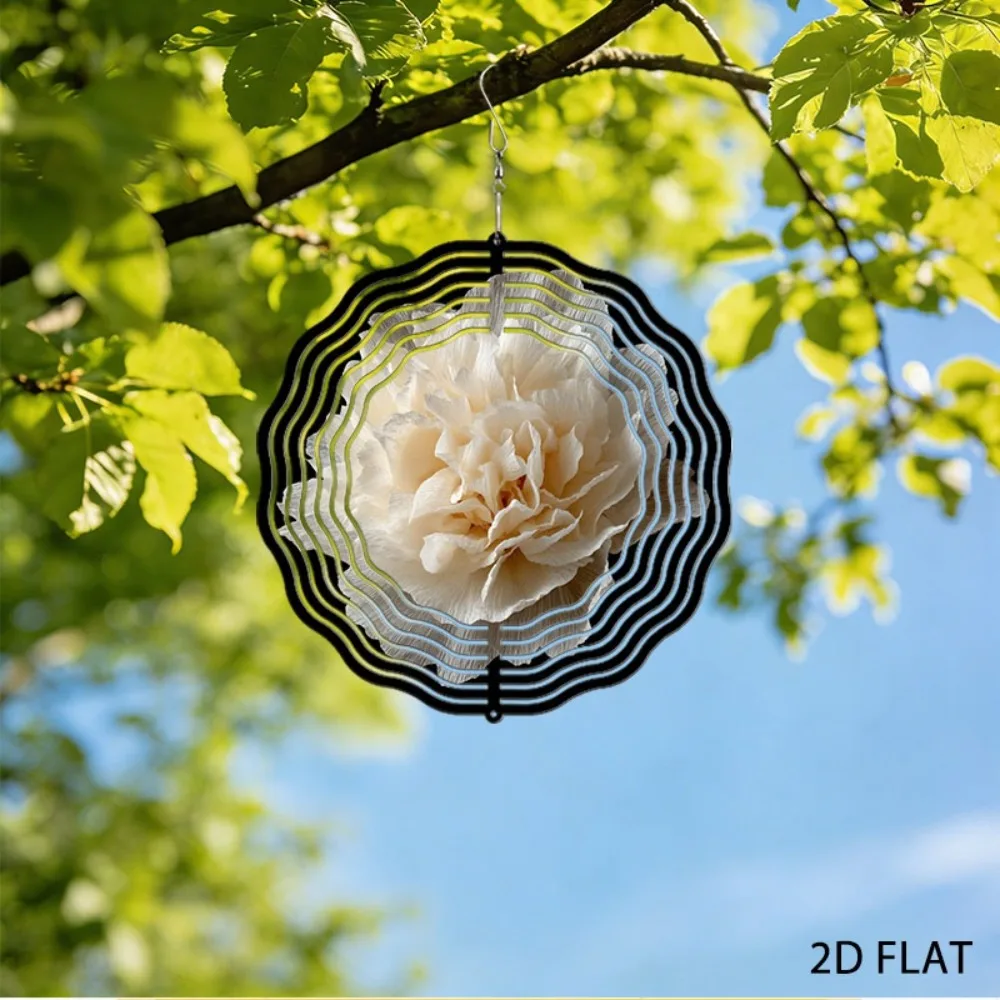 

Wrought Iron Paper Peony Wind Chime 3D Flower Garden Patio Decor