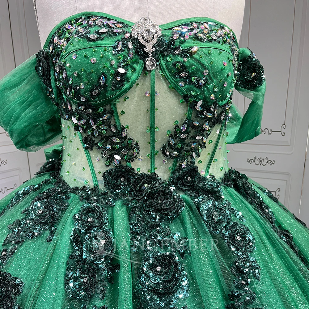 Abito Quinceanera Glitter Perline Perle Indietro Lace up Compleanno Prom Abito dolce 16 Abiti da 15 anni Abito corsetto personalizzato