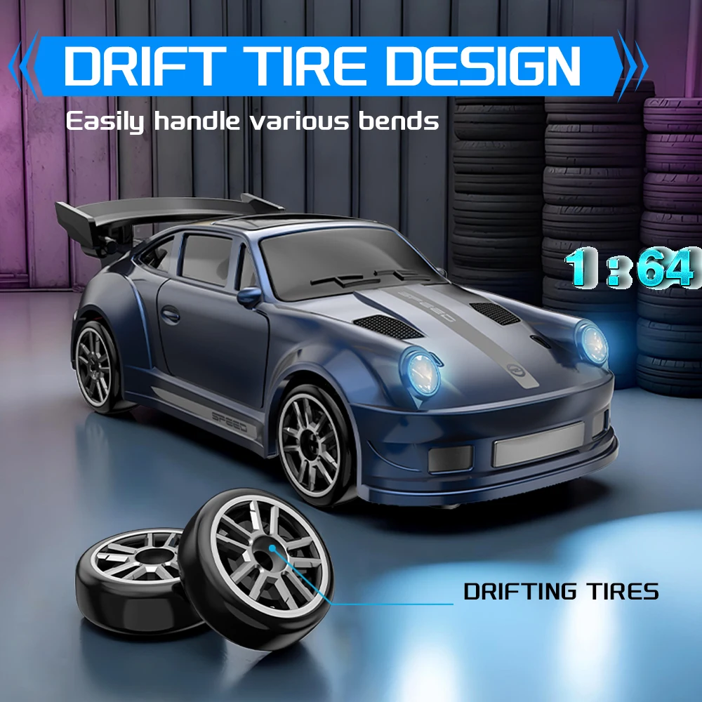 2.4Ghz Drift Remote Control Car 1:64 Full Scale RWD Mini Racing Car With Cool LED Light Kids Festival Gift Toy