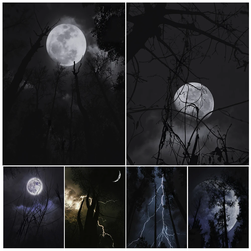 Lonely Full Moon Night Wall Art Canvas Painting Old Trees With Withered Vines Under The Moon Art Poster And Print Home Decor