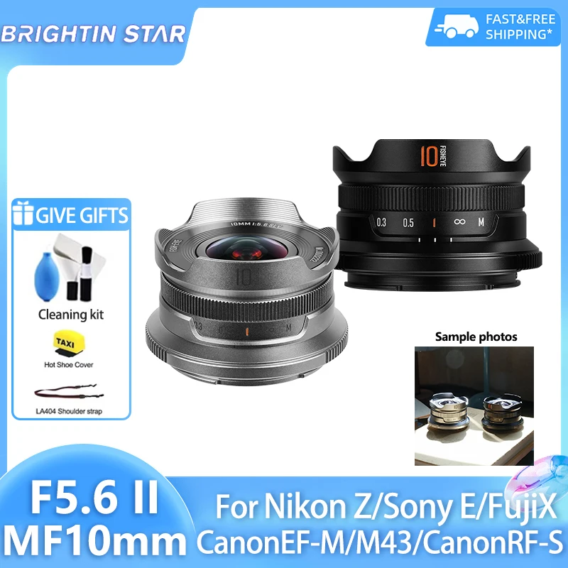 

Brightin Star 10mm F5.6 II APS-C Wide Angle Fisheye Prime Manual Focus Lens for Sony E Canon EOS M Fuji X FX Nikon Z M4/3 Mount