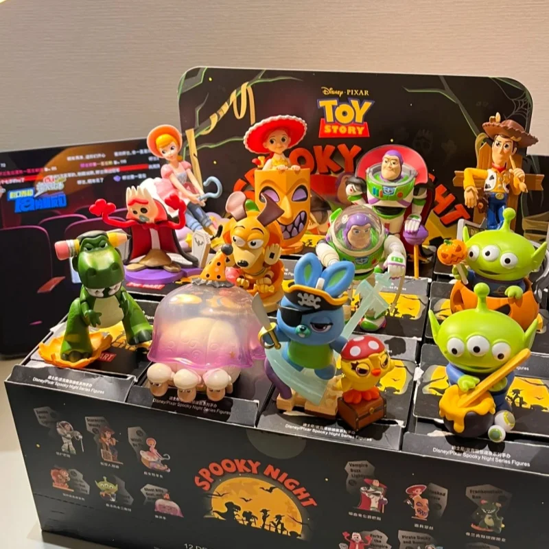 Genuine Halloween Pixar Toy Story Spooky Night Series Blind Box Buzz Lightyear Slinky Woody Mystery Box Cute Models Xmas Gift