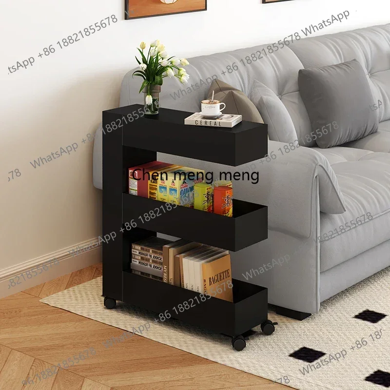 

RR Wheel Mobile Coffee Table Iron Storage Kitchen Sofa Side Table Designer Space Saving Mesa De Centro Sala Living Room Furnitur