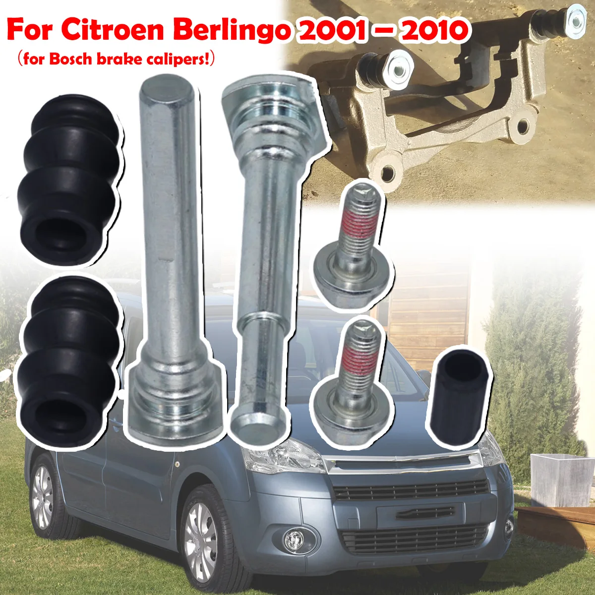 

Front Brake Caliper Slider Guide Pins Bolt Kit For Citroen Berlingo 2001-10 Left Right Disc Housing Bellows Sleeve Bushing Seal