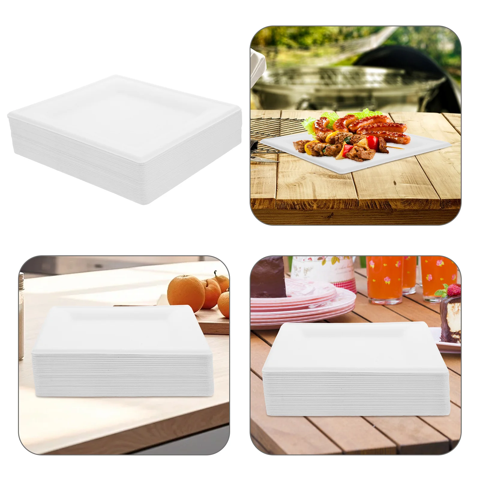 50 Pcs Disposable Cardboard Trays Dinner Plates Cake Pan Paper for Food Small Barbecue Thicken Student