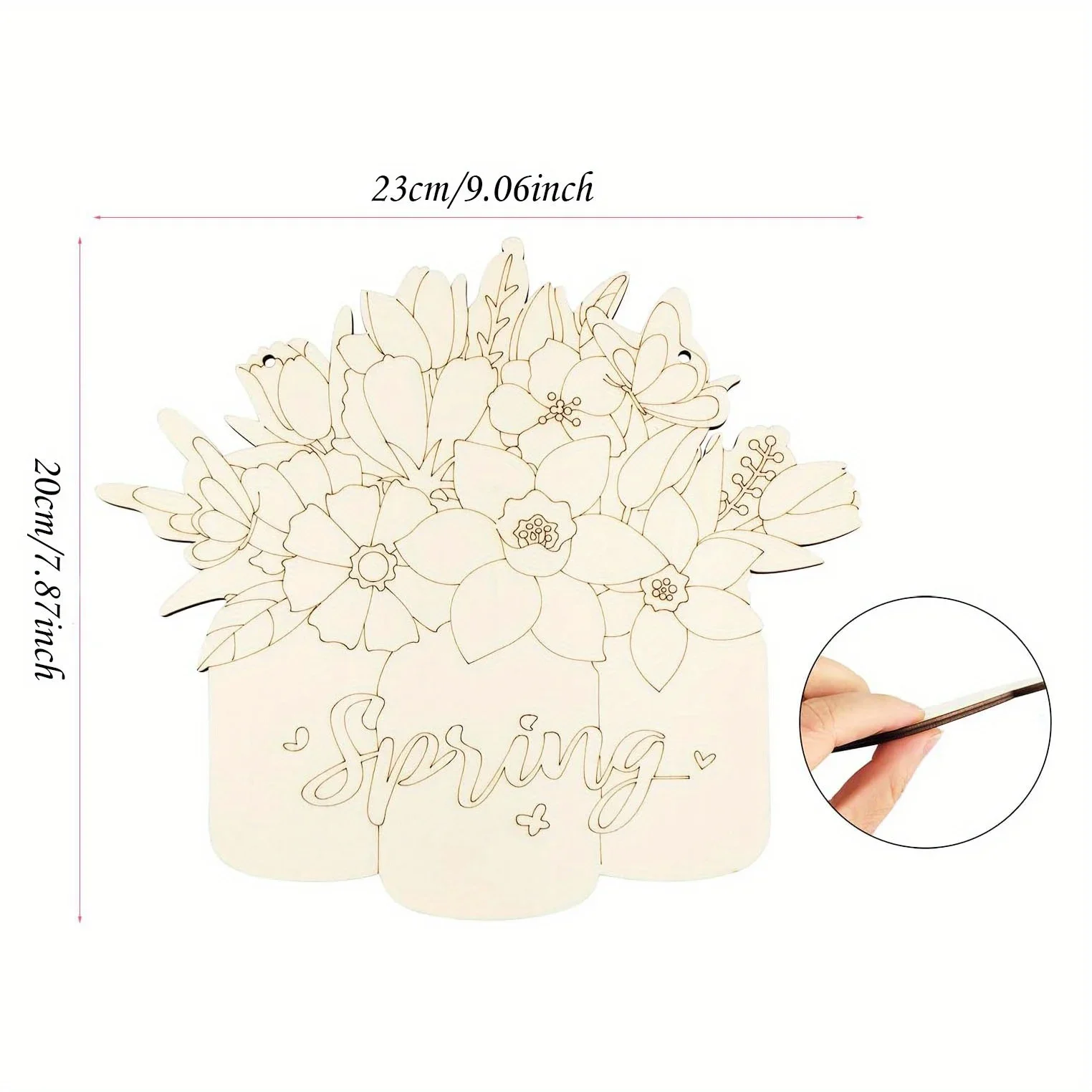 Wooden Spring Decor Mason Jar Flower Bouquet Signs Floral Wreath Wood Crafts Door Porch Window Hanging Ornaments Home Decor