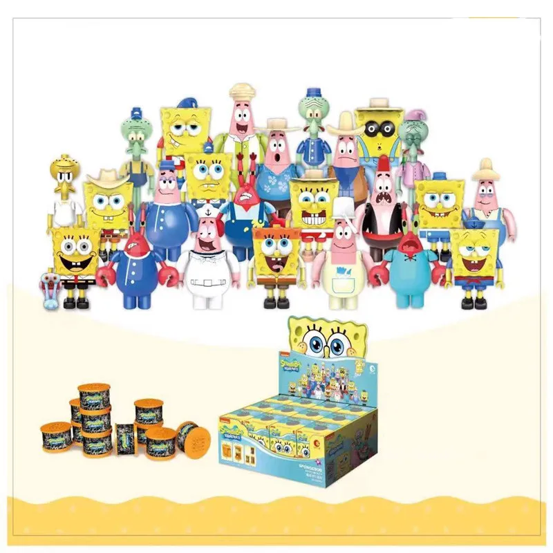 Bob l'éponge SquarePants crabe patron Station poulpe frère figurine bloc de construction Puzzle modèle poupée boîte aveugle jouets enfants cadeaux
