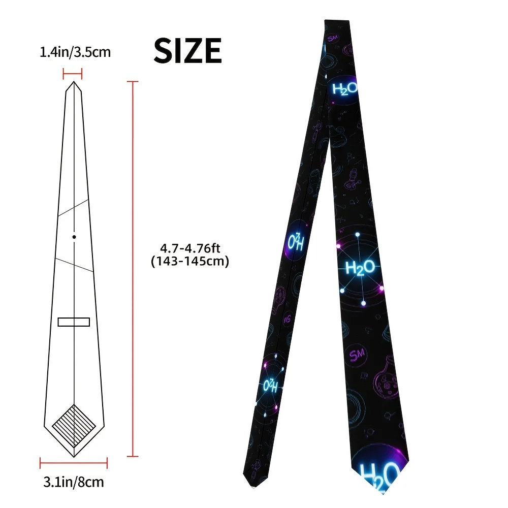 Colorful Chemical Symbol Print Tie a Casual and Soft Fashion Accessory Easy to Clean a Great Choice as a Gift