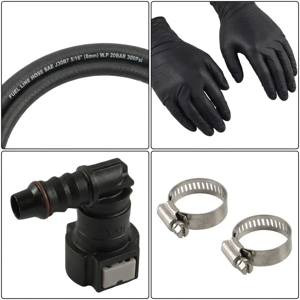 Automotive Fuel for Line Repair Kit 14 Items Includes 6 Quick-Connect Fittings 2M Hose 6 SS Clamps for Go-Karts Marine Outboards