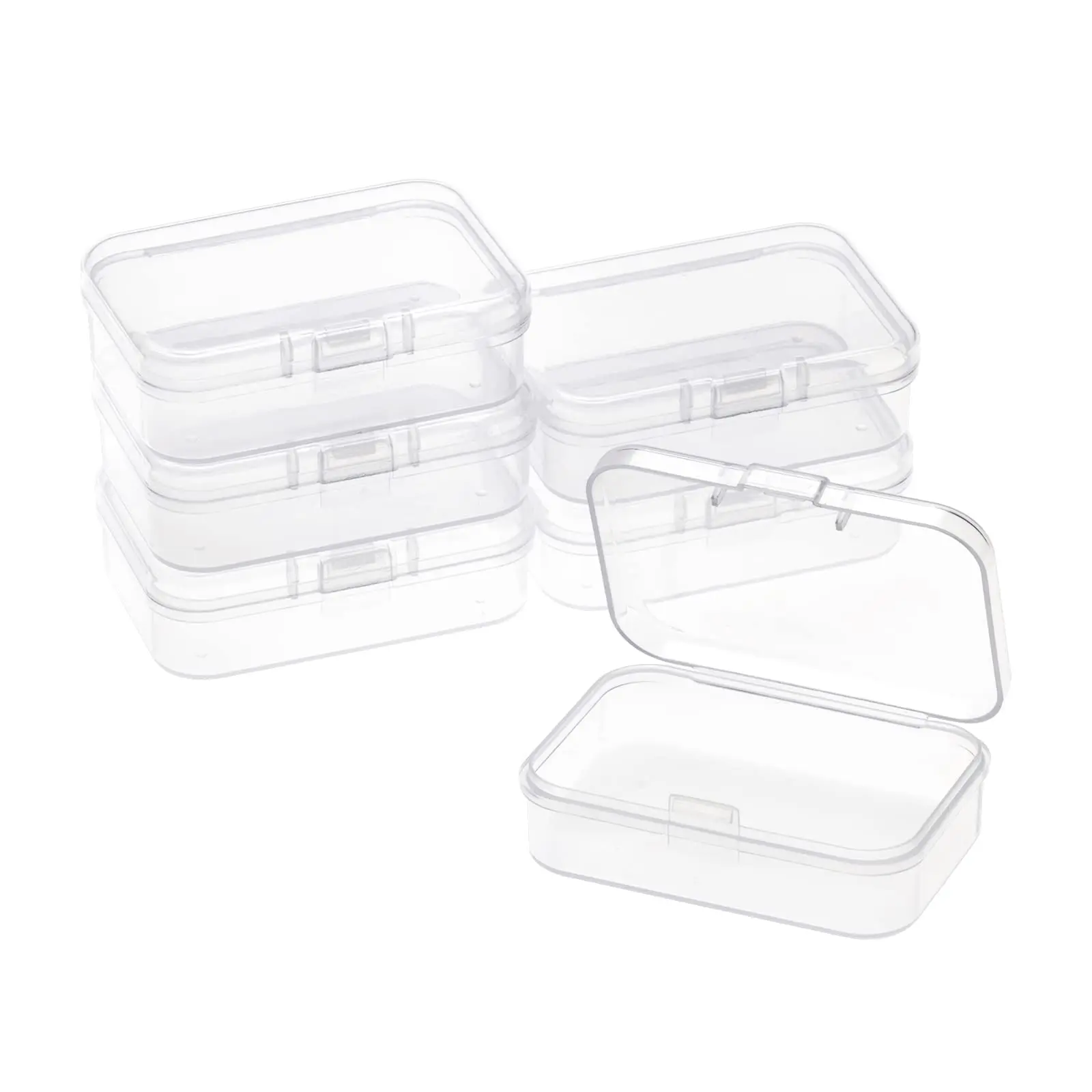 

10 Packs Rectangle Small Clear Plastic Storage Boxes Case with Hinged Lid Crafts Organizer for Crayons, Bobby Pin, Beads