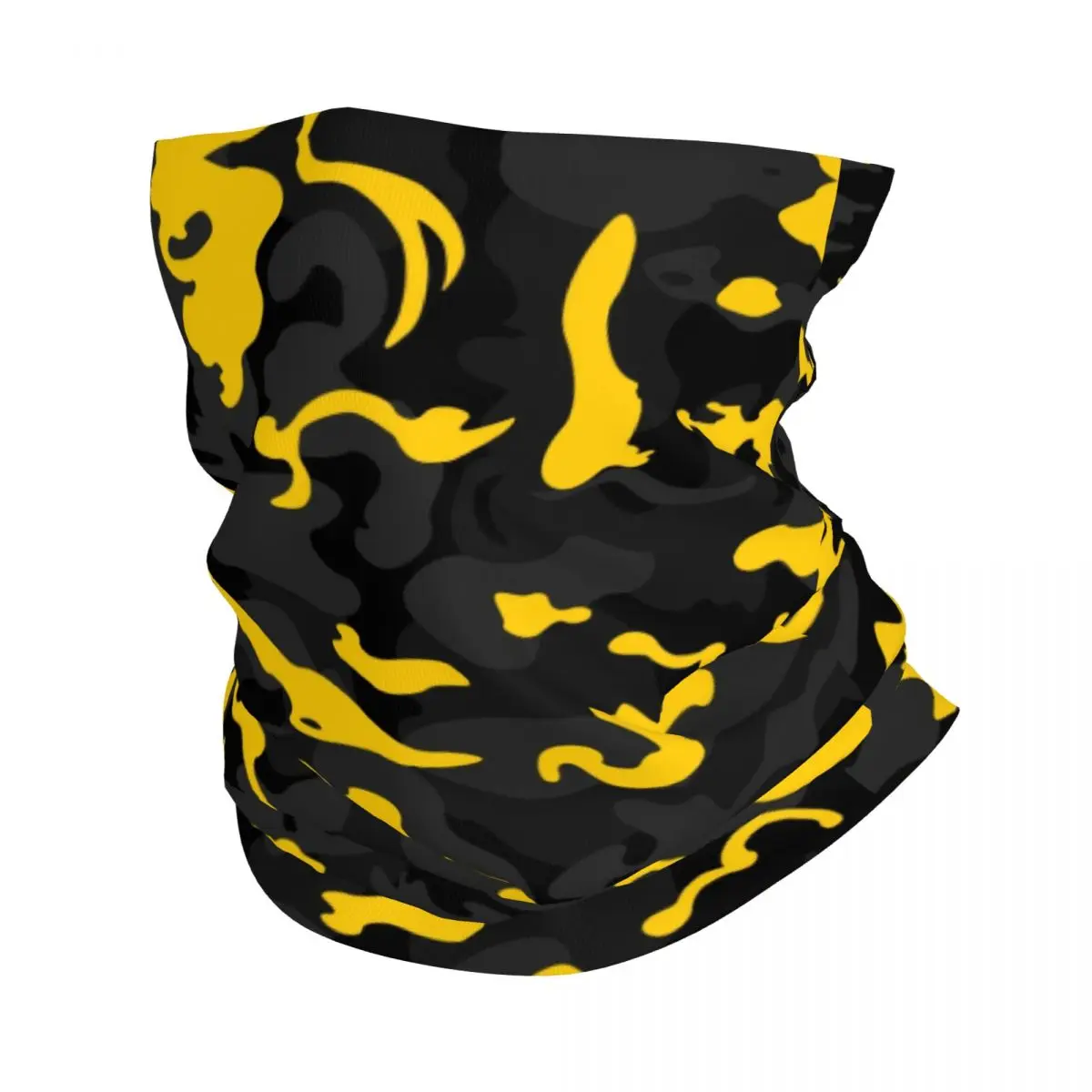 Camo Style Black And Yellow Camouflage Bandana Neck Gaiter for Hiking Running Women Men Wrap Scarf Headband Warmer