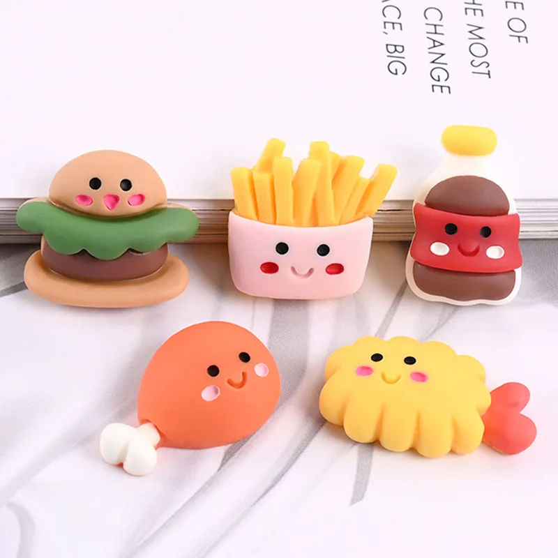 1pcs Resin Cartoon Cute French Fries Chicken Thigh Burger Cream Mobile Phone Case Accessories Diy Material Jewelry Accessories