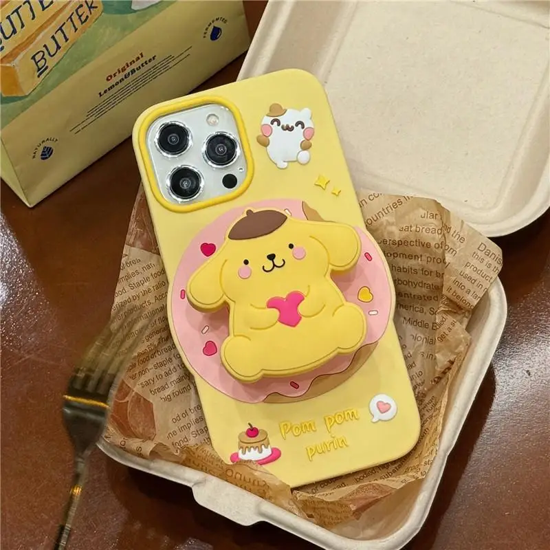 Sanrio Pom Pom Purin Phone Case Anime Cartoon Iphone14/13/12/11/16/15 Pro Max Anti Fall Phone Case Mobile Phone Holder Girl Gift