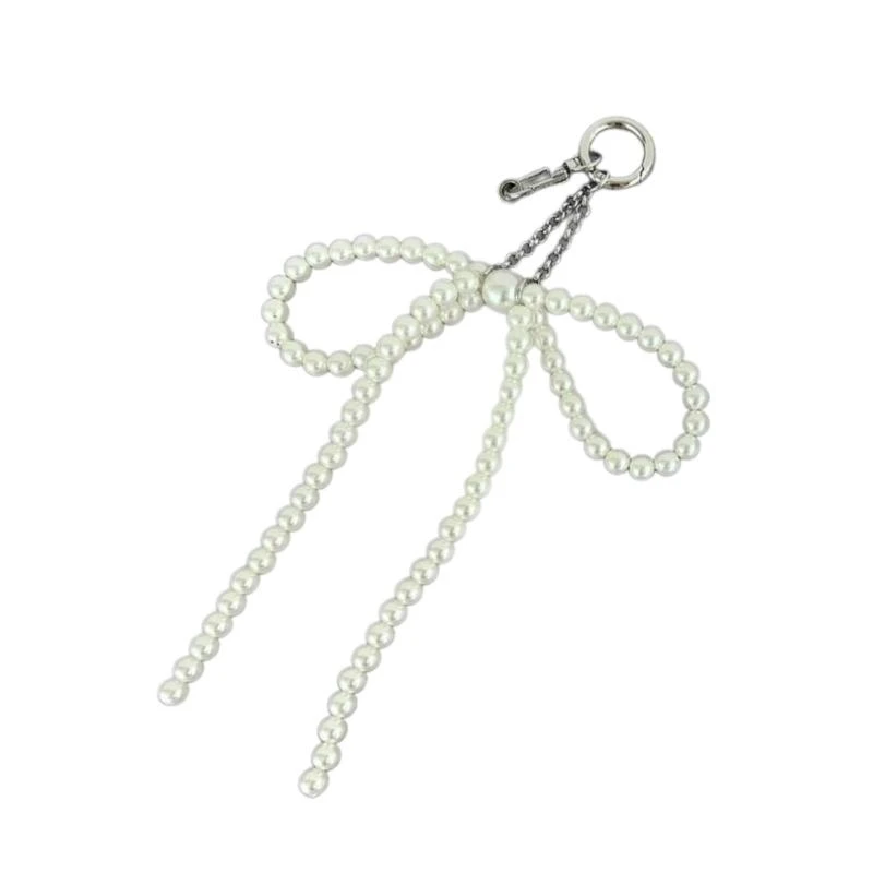  Phone Lanyard Beaded Phone Charm Bowknot Pearls Keychain Jewelry for Trendsetter