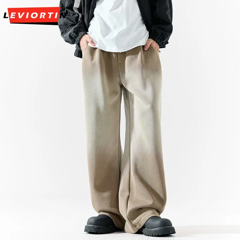 

2026 Men's Autumn Winter New Trendy Brand Straight Leg Pants Unisex Couple Style Loose Gradient Sports Casual Retro Sweatpants