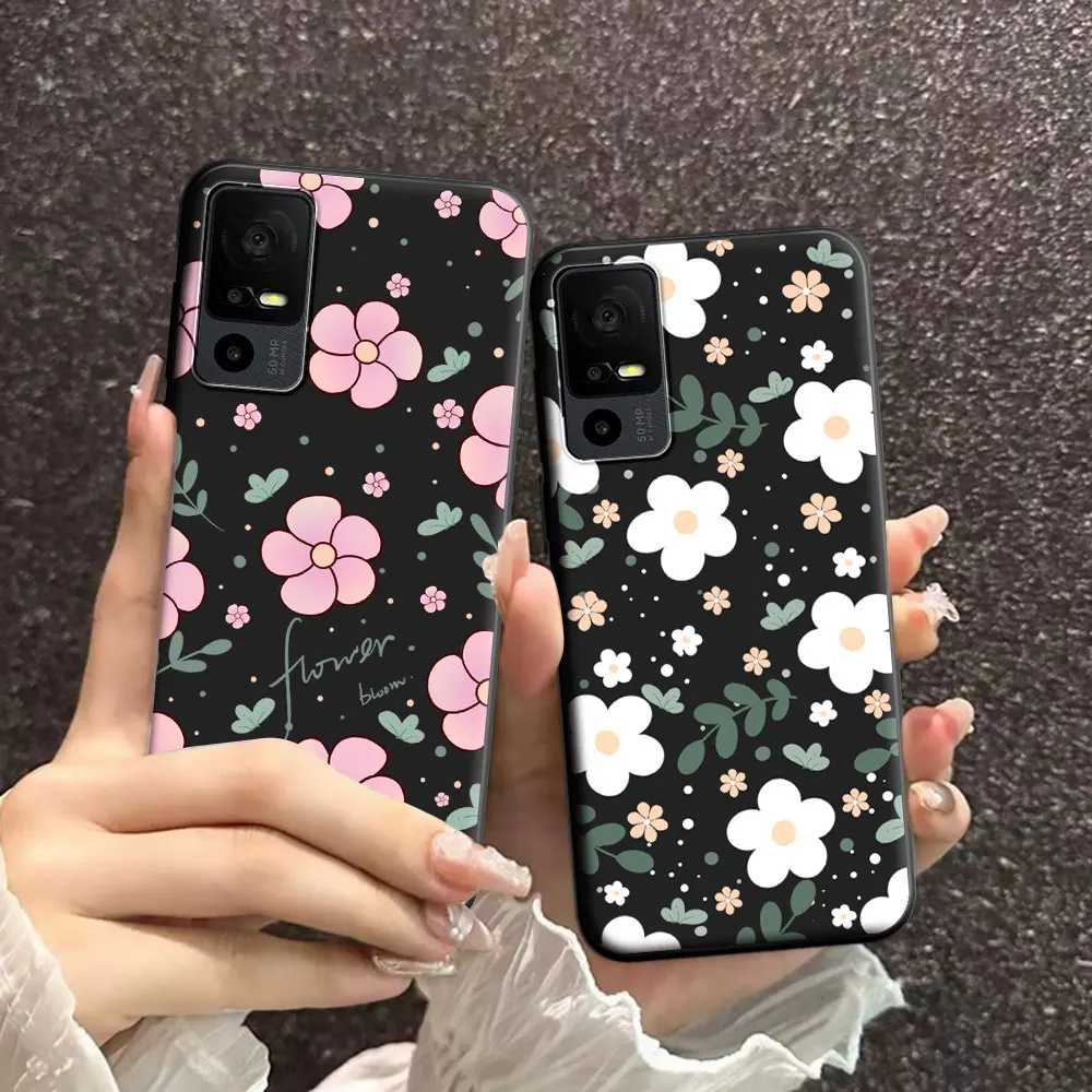 For TCL 40 SE 40R 40X 5G 40 XL Case Floral Soft Silicone TPU Phone Case For TCL 40 XE 5G tcl40 T T608DL Cool Back Cover Fundas