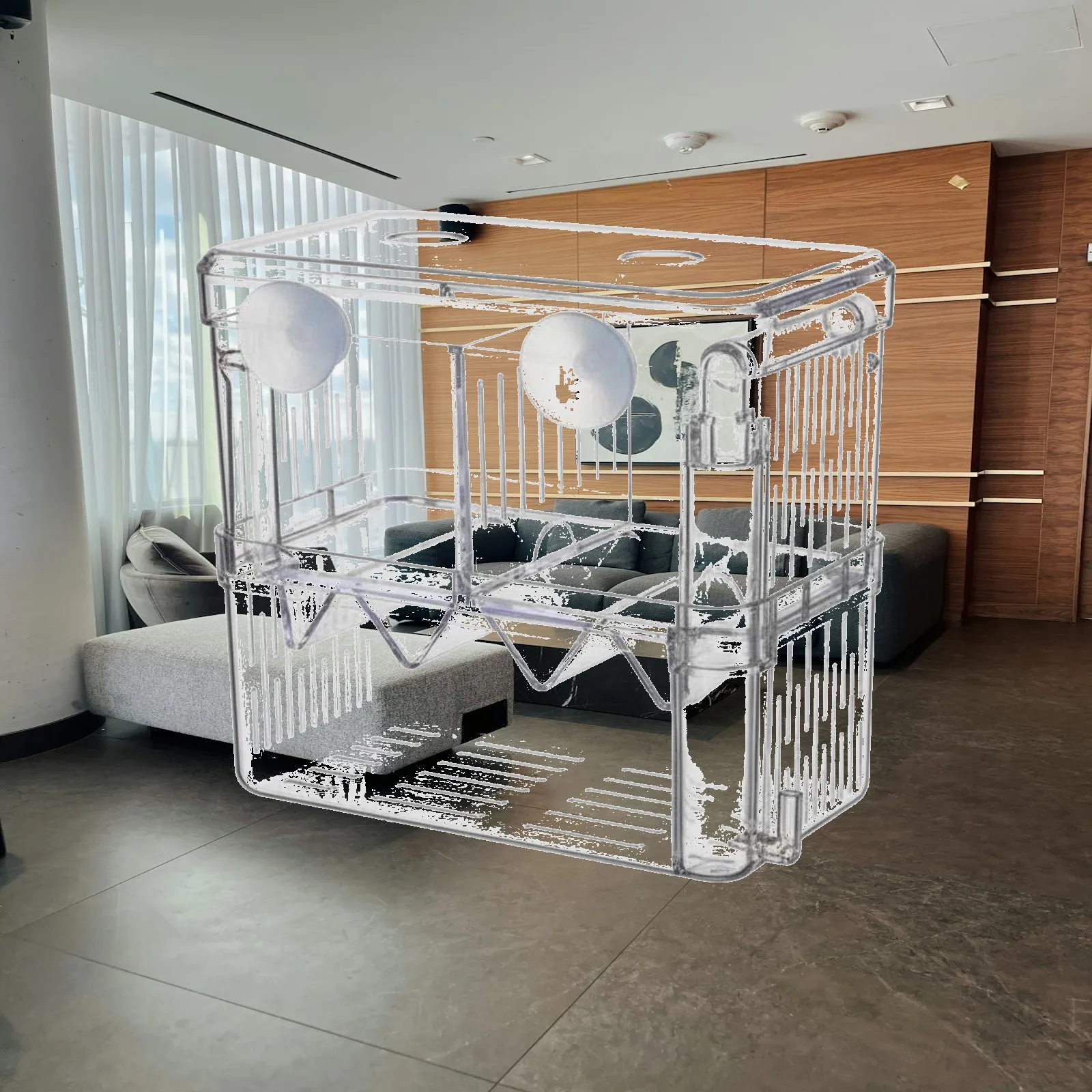 Aquarium and Fish Bowl Breeding Case Acrylic Hatchery with V Shaped Divider for Safe Fry Environment and Fish Separation