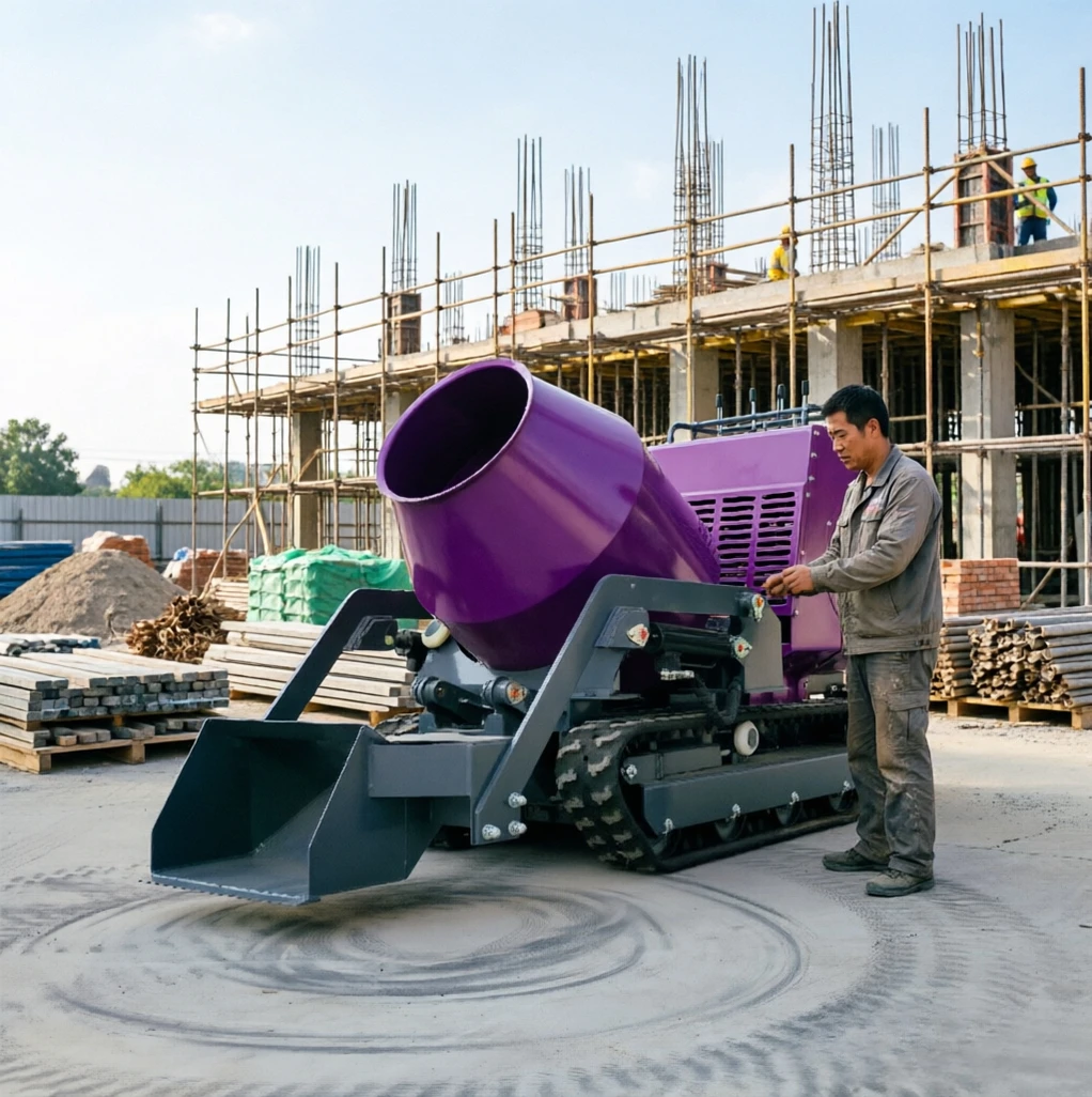 Hot seller New Tracked Cement Mixer Rotary Mixing Barrel Anti-abrasion Inner Wall Muddy Rural Road Construction Equipment