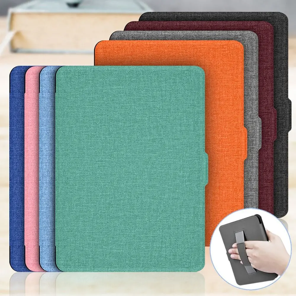 Auto Sleep/Wake 6 inch E-book Reader Case Hand Holder Linen Grain Protective Shell Shockproof Ultra Slim for Kobo Clara HD 2018