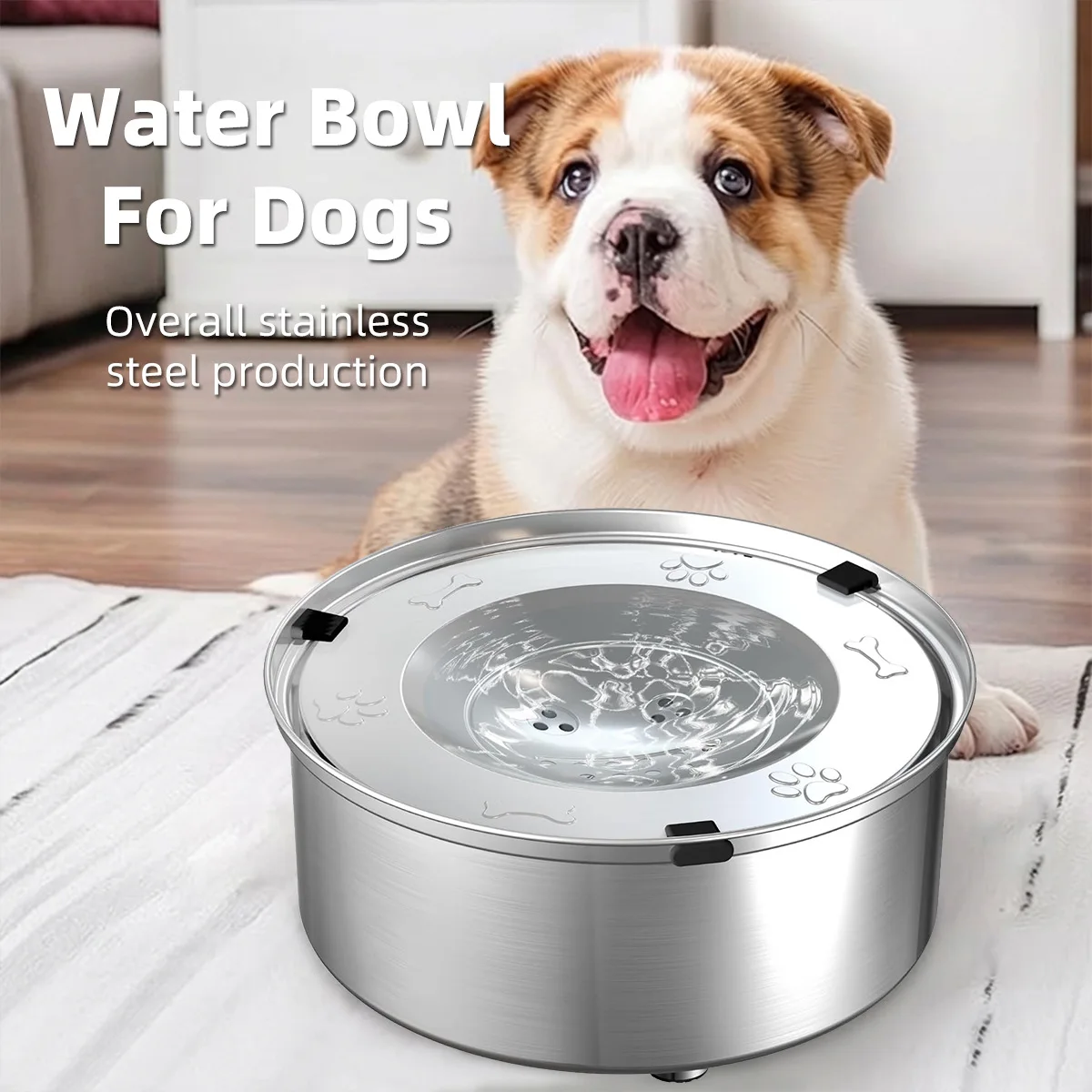 Large Capacity Stainless Steel Dog Water Bowl Floating Anti Splash Design Detachable Slow Drinking Pet Water Feeder Bowl