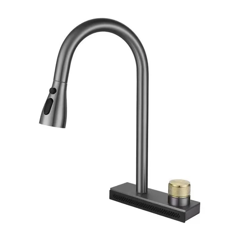 CHOOXIWU - Populaire Waterval Kraan 304 Roestvrij Staal Warm En Koud Regenval Aanrecht Waterkranen Trek Spray Aanrecht Kraan