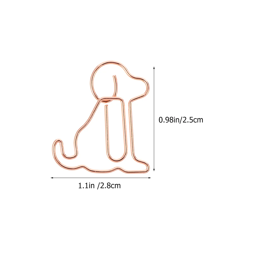 50 Pcs Puppy Pin Rose Gold Paper Clip Marking Paperclips for Home Cute Scrapbook Page Marker Dog Office Metal Cartoon