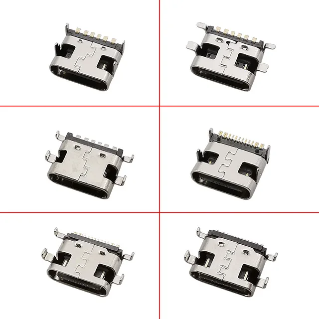 10 szt. Złącze USB Typ C Żeńskie Gniazdo Portu Ładowania 2/6/16 Pin Typu C Gniazdo PCB Lutowanie SMD SMT Naprawa DIY Adapter Typu C