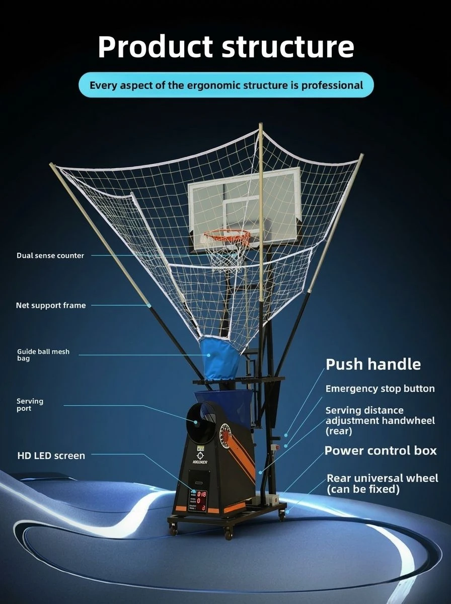 JMZ Basketball Shooting Trainer Automatic Ball Feeding Hoop with LED Display for Players Kids Adults Portable Rebounder