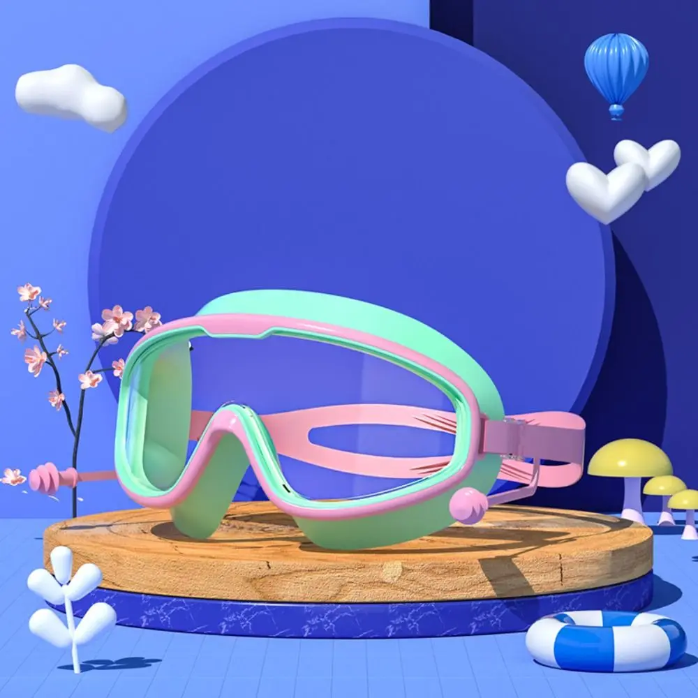

Water Sports Big Frame Swimming Goggles Wide View With Earplugs Swim Glasses HD Soft Swimming Accessories Swimming Pool