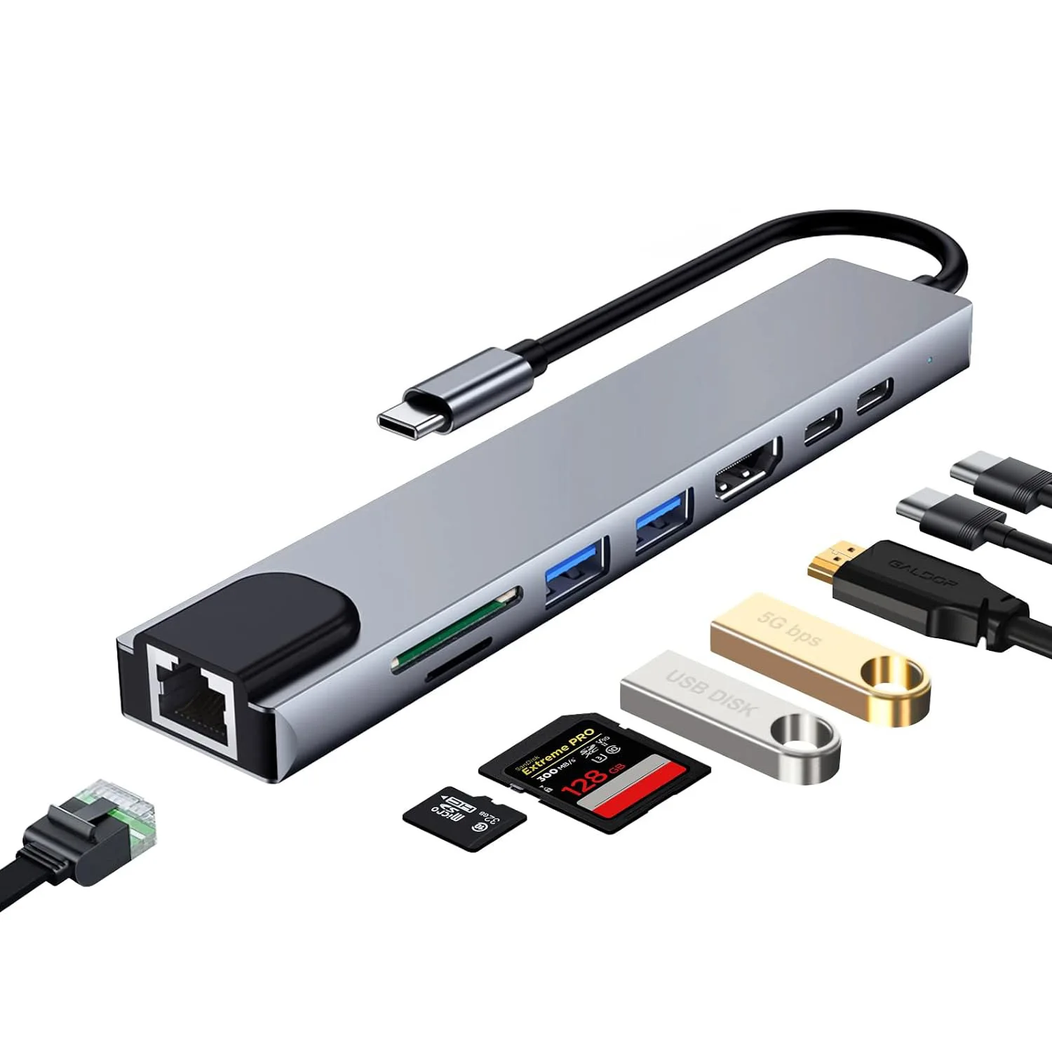 USB C HUB 8in1 Type C 3.0 to HDMI-compatible Docking Station PD Fast Charge 4K HDMI Adapter Splitter For MacBook Phone Computer
