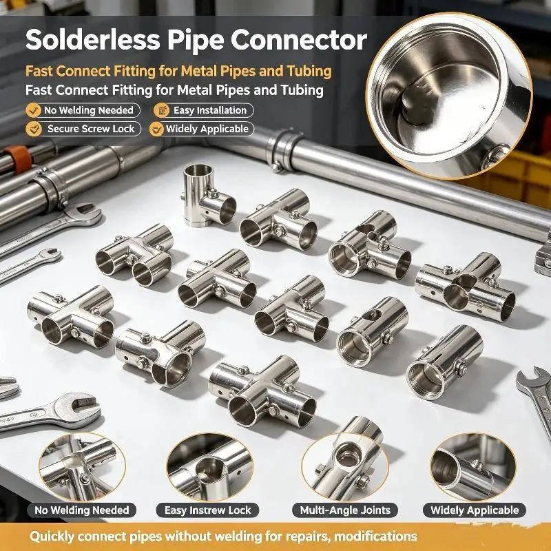 25mm Round Stainless Steel Pipe Joint Weatherproof Tube Connector for Furniture Hardware Outdoor Patio Furniture Repair