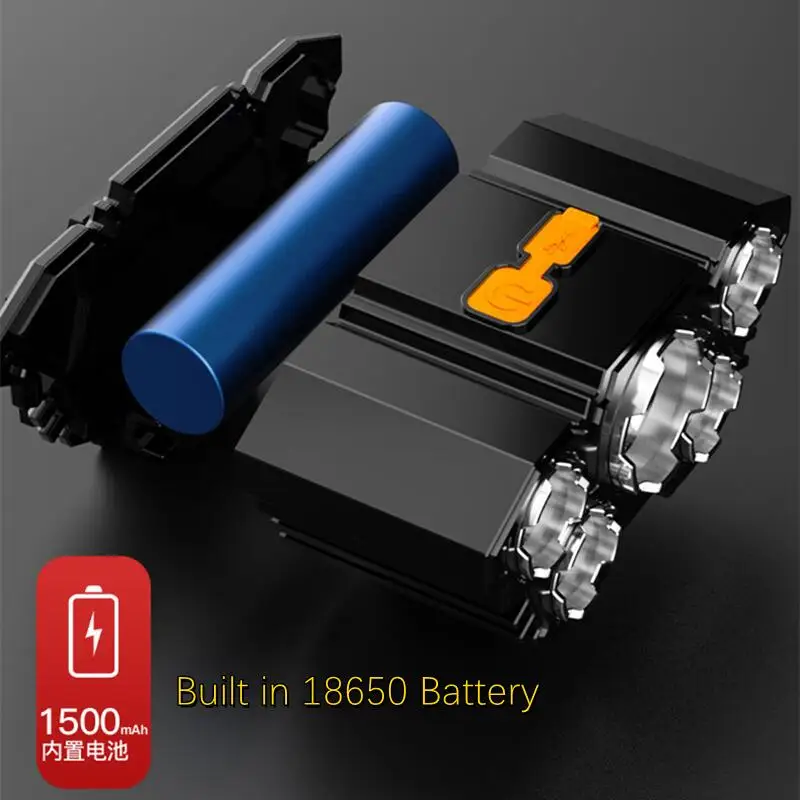 Usb Rechargeable Built-in Battery 5 Led Strong Headlight Super Bright Head-Mounted Flashlight Outdoor Rechargeable Night Fishing