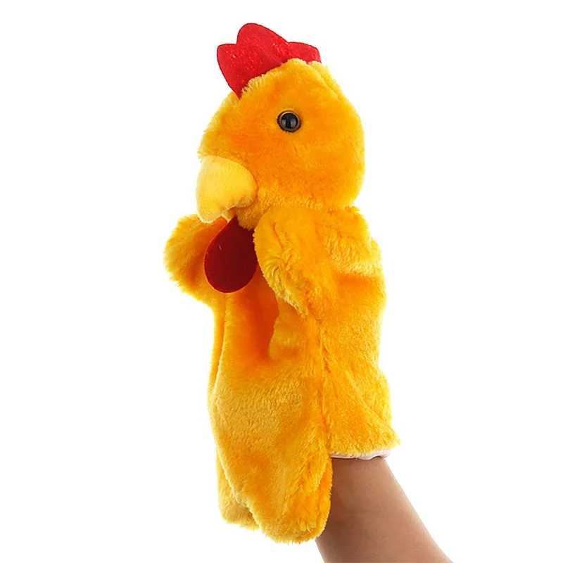 Chick Chicken Hand Puppet Zodiac Cock Hen Stuffed Animal Glove Educational Kids Preschool Learning Role Play Muppet Plush Toys