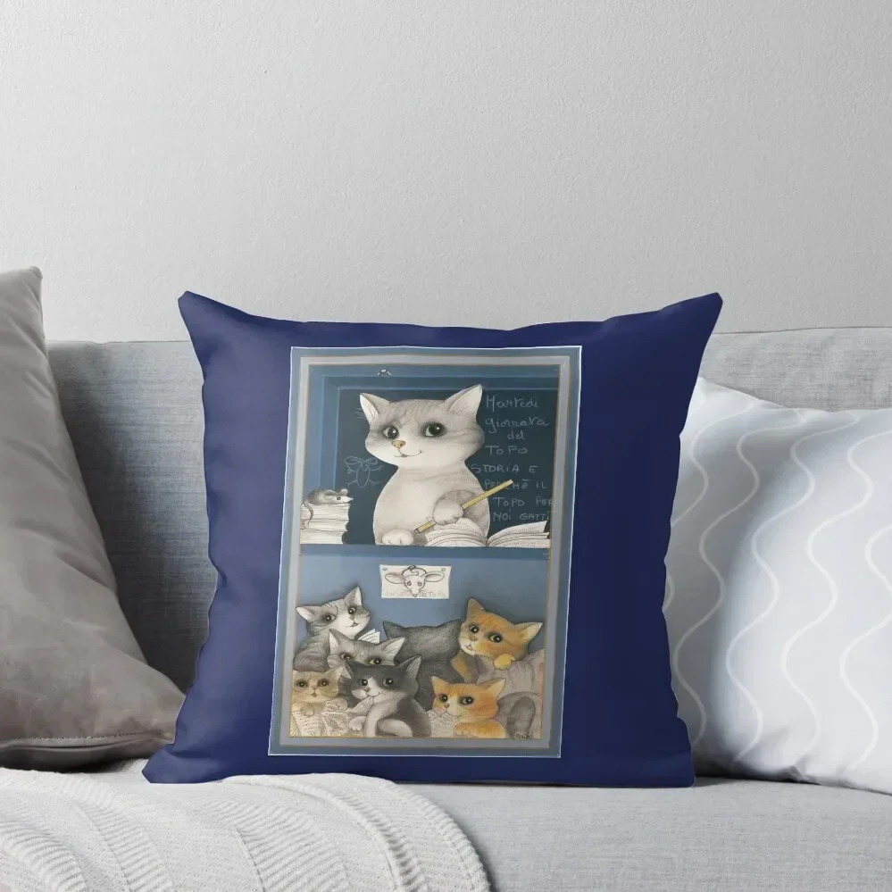 The school lesson: Teacher Cat in a class of kitten. For cat lovers Throw Pillow Decorative Cushions For Luxury Sofa pillow