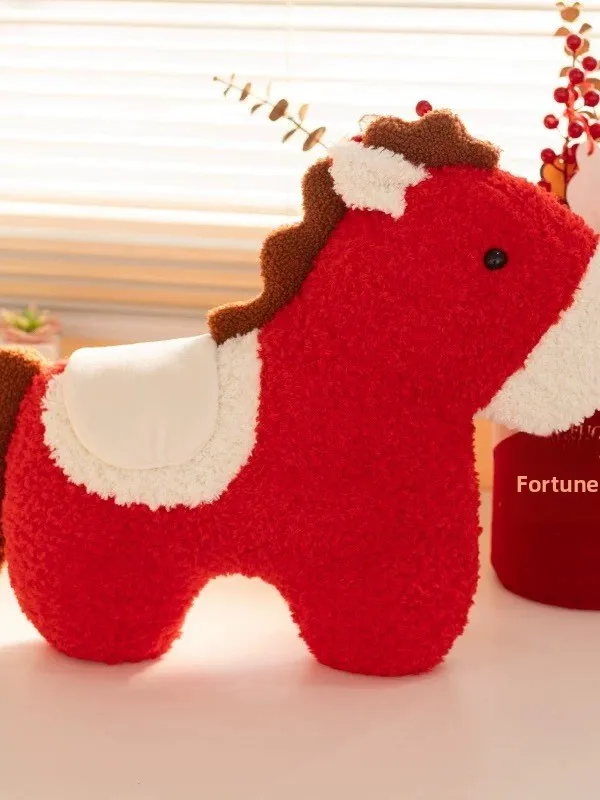 

Красная мультяшная плюшевая игрушка-кукла в виде знака зодиака, детская кукла, новогодний подарок для девушки, мягкий наполнитель из ПП хлопка, традиционный стиль