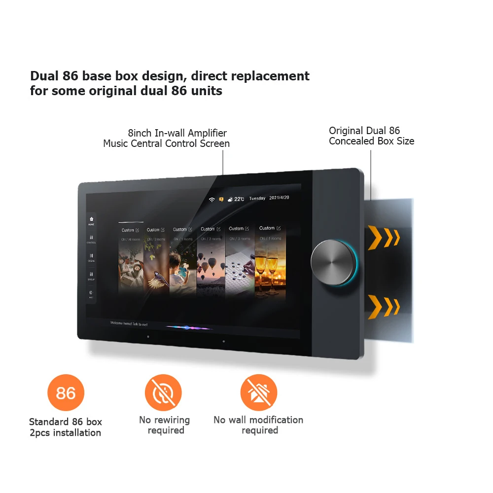 

F8 Android 8.1 WIFI TUYA Smart Home Theater Audio System With 485 Remote Control ZIGBEE Wall Amplifier