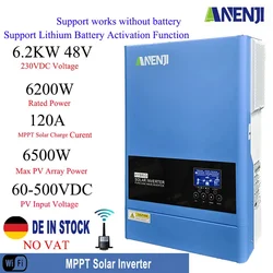 6.2KW Hybrid Solar Inverter 230V 48V Pure Sine Off Grid On Grid Inversor 120A MPPT Solar Charge Controller for PV Solar Panels